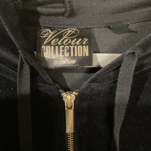 Avenue Black Velour Zip-Up Hoodie Jacket - Picture 2 of 4